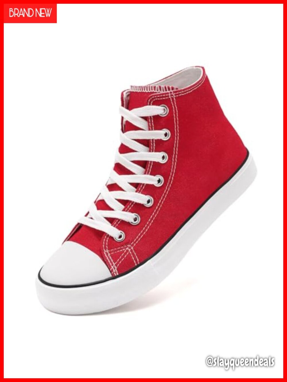 High Top Canvas Sneakers Non Slip Rubber Sole Lace Up Womens Casual Shoes